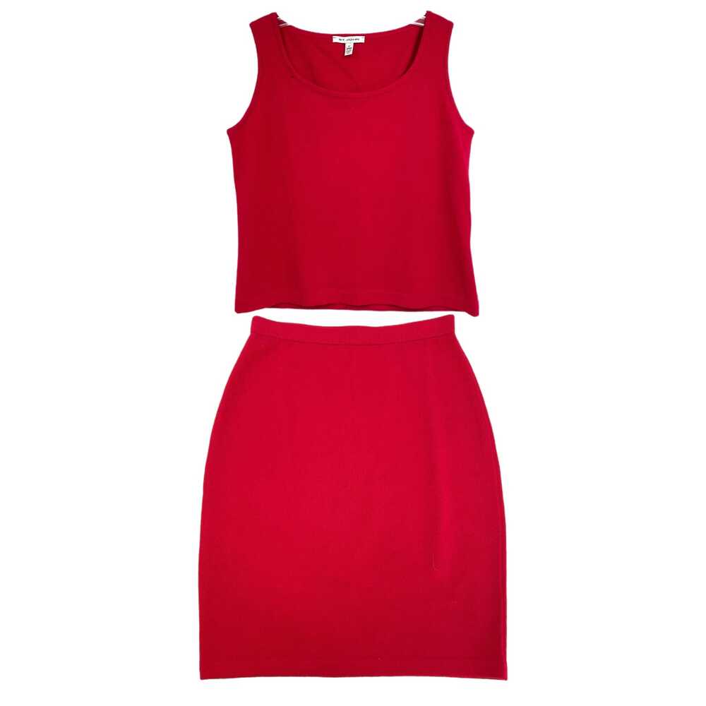 St. John Red Knit Tank and Skirt Set | Size M